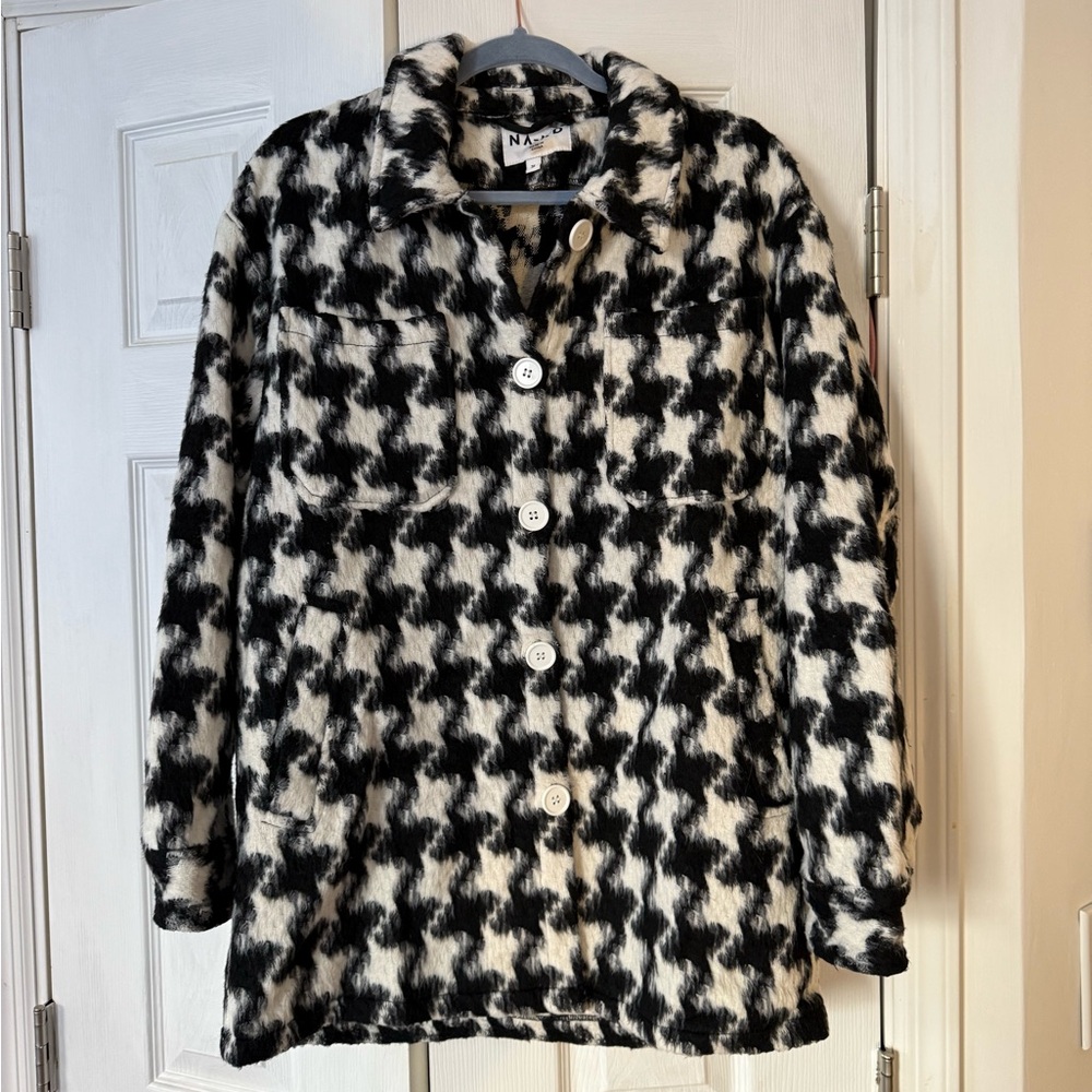 NA-KD Black and White Teddy Jacket